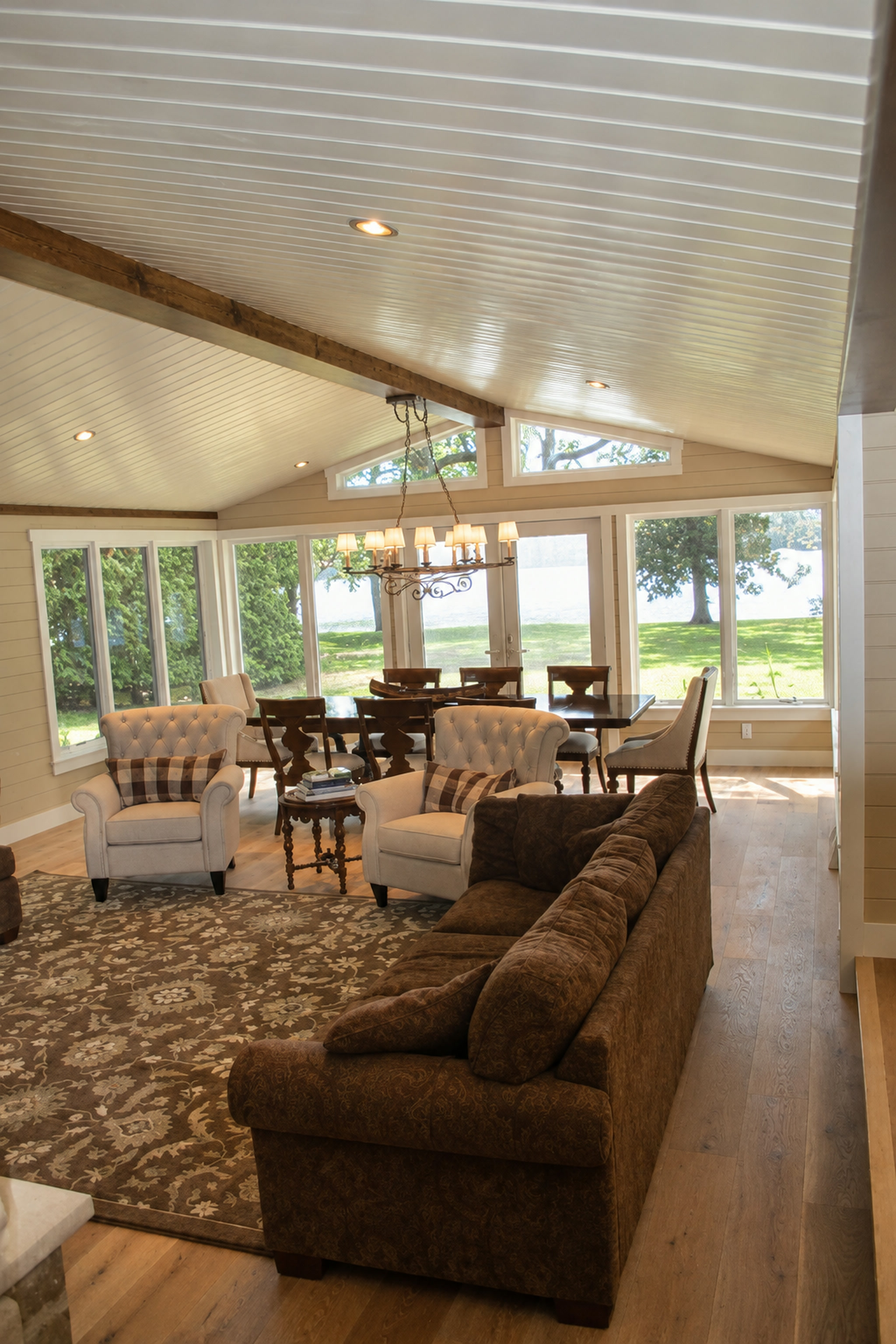 Vaulted Shiplap Great Room, a completed W.S. Building & Remodeling project